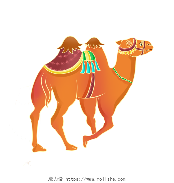 卡通手绘骆驼插画新疆元素PNG素材